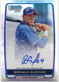 Ronald Guzman MLB 2012 Bowman Chrome 1st Bowman Refractor Signature Auto 465/500