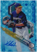 Keston Hiura MLB 2018 Bowman High Tek Ocean Blue Tidal Signature Auto 56/75