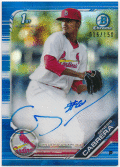 Genesis Cabrera MLB 2019 Bowman Chrome 1st Bowman Blue Refractor Signature Auto 016/150