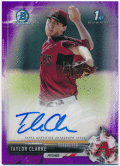 Taylor Clarke MLB 2017 Bowman Chrome 1st Bowman Purple Refractor Signature Auto 212/250
