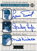 Phil Niekro / Sparky Lyle / Luis Tiant MLB 2003 Upper Deck Yankees Signature Series Yankees Forever Triple Auto 43/50