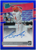 Aristides Aquino 2020 Panini Donruss Optic RC Rated Rookie Blue Prizm Signature Auto 48/75