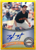 Brandon Belt MLB 2011 Topps Chrome RC Rookie Gold Refractor Signature Auto 25/50