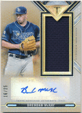 Brendan McKay MLB 2021 Topps Triple Threads Gold Jumbo Relic Jersey Auto 16/25