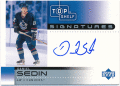 Daniel Sedin NHL 2002-03 Upper Deck Top Shelf Signatures Auto