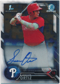Jhailyn Ortiz MLB 2016 Bowman Chrome 1st Bowman Signature Auto
