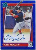 Bobby Dalbec MLB 2021 Panini Donruss Optic RC Rated Rookie Blue Prizm Auto 44/75