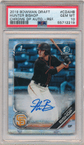 Hunter Bishop MLB 2019 Bowman Chrome Draft 1st Bowman Refractor Auto 444/499 PSA 10