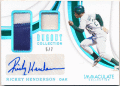 Rickey Henderson MLB 2019 Panini Immaculate Collection Dugout Collection Patch Auto 5/7