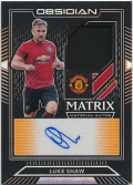 Luke Shaw Soccer 2019-20 Panini Obsidian Matrix Material Auto Orange Prizm 24/50