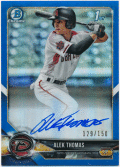 Alek Thomas MLB 2018 Bowman Chrome Draft 1st Bowman Blue Refractor Signature Auto 129/150