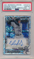 Ezequiel Tovar MLB 2021 Bowman Chrome 1st Bowman Speckle Refractor Auto 265/299 PSA 10
