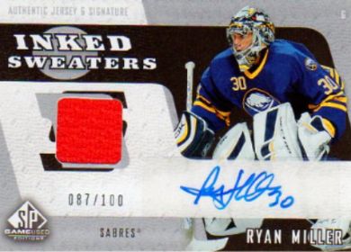 Ryan Miller NHL 06-07 UD SP Game Used Inked Sweaters Auto 087/100