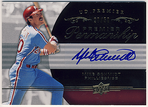 Mike Schmidt MLB 2008 UD Premier Penmanship Signature Auto 27/50