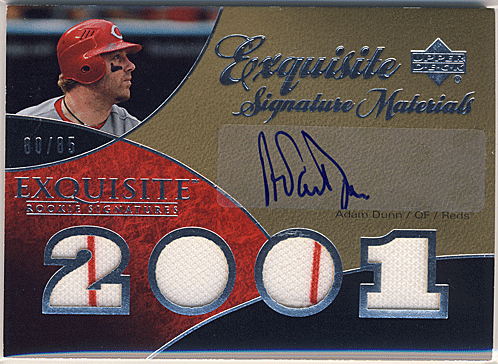 Adam Dunn MLB 2007 UD Exquisite Rookie Signature Materials Auto 80/85