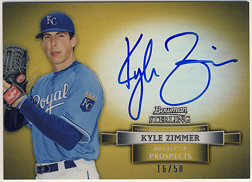 Kyle Zimmer MLB 2012 Bowman Sterling Gold Refractor Prospects Signature Auto 16/50