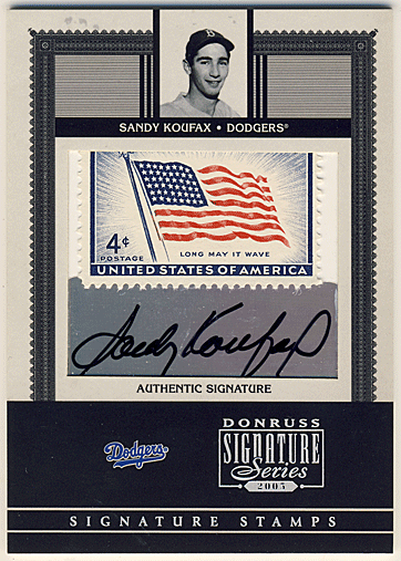 Sandy Koufax MLB 2005 Donruss Signature Series Signature Stamps Auto 12/18