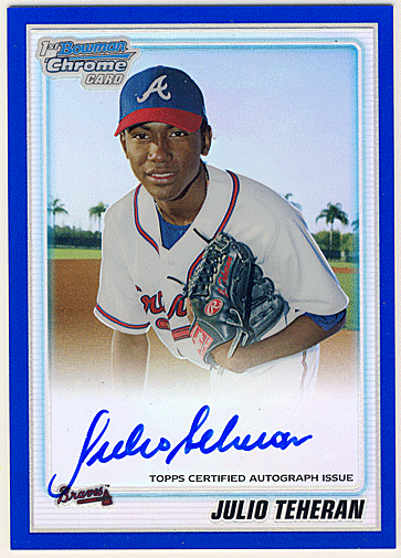 Julio Teheran MLB 2010 Bowman Chrome 1st Blue Refractor Signature Auto 140/150