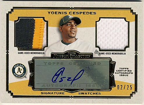 Yoenis Cespedes MLB 2013 Topps Museum Collection Signature Swatches Jersey Patch Auto 02/25