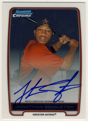 Jonathan Singleton MLB 2012 Bowman Chrome Signature Auto