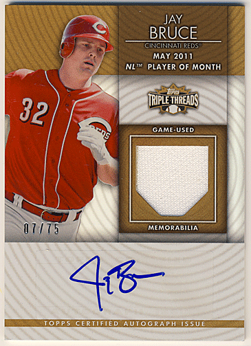 Jay Bruce MLB 2012 Topps Triple Threads Unity Signature Jersey Auto 07/75