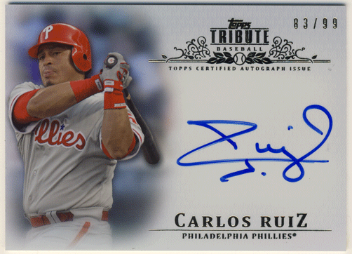 Carlos Ruiz MLB 2014 Topps Tribute Refractor Signature Auto 83/99