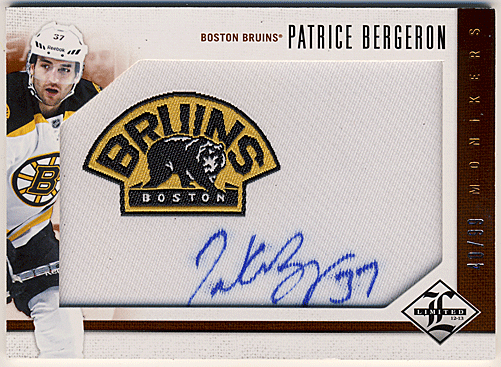 Patrice Bergeron NHL 12-13 Panini Limited Monikers Signature Auto 40/99