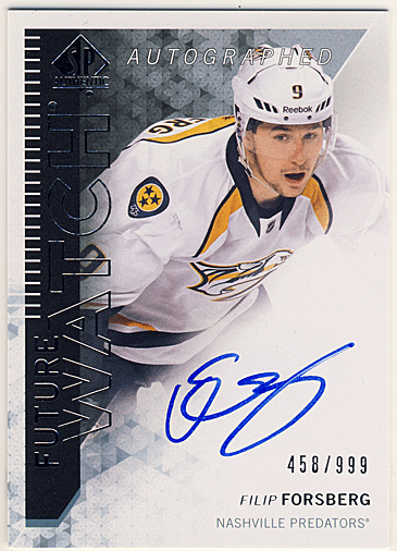 Filip Forsberg NHL 13-14 UD SP Authentic RC Signature Auto 458/999