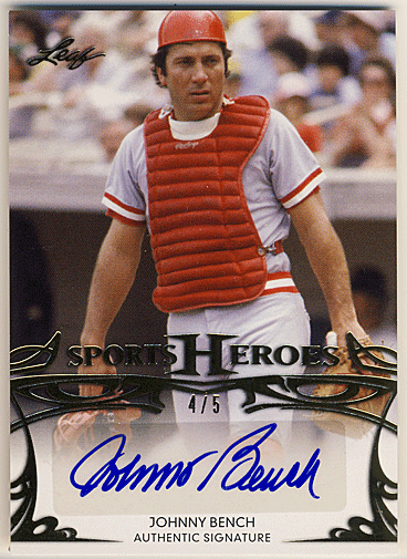 Johnny Bench 2013 Leaf Sports Heroes Signature Auto Parallel 4/5