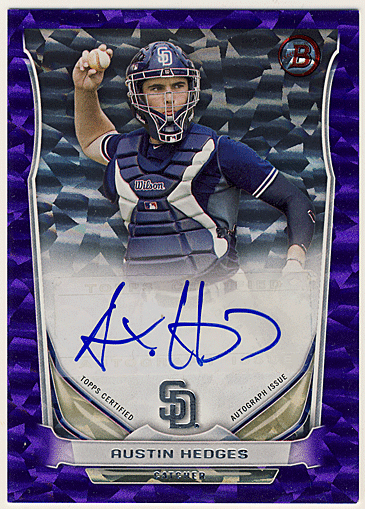 Austin Hedges MLB 2014 Bowman Purple Ice Signature Auto 05/10
