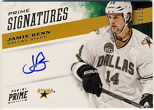 Jamie Benn NHL 12-13 Panini Prime Signature Auto 25/25
