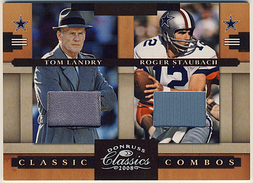 Roger Staubach / Tom Landry NFL 2008 Donruss Classics Classic Combos Jersey 171/250