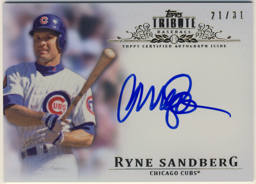 Ryne Sandberg MLB 2013 Topps Tribute Refractor Signature Auto 21/31