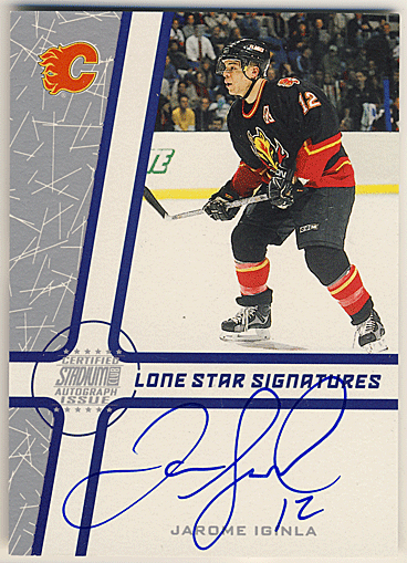 Jarome Iginla NHL 02-03 Topps Stadium Club Lone Star Signatures Auto