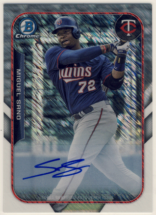 Miguel Sano MLB 2015 Bowman Chrome The Farm's Finest Mini Refractor Signature Auto