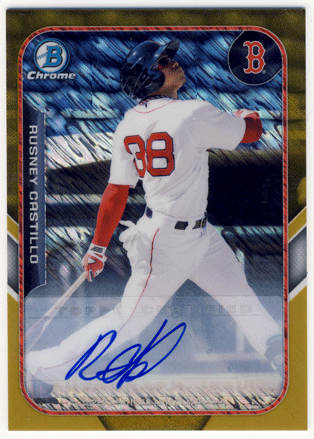 Rusney Castillo MLB 2015 Bowman The Farm's Finest Gold Refractor Signature Auto 46/50