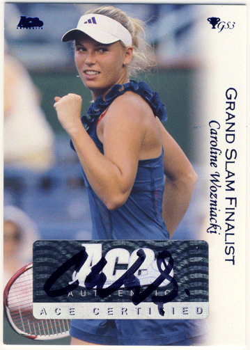 Caroline Wozniacki 2012 Ace Authentic Grand Slam 3 Blue Foil Signature Auto 10 or less