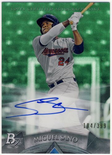 Miguel Sano MLB 2014 Bowman Platinum Green Refractor Signature Auto 104/399