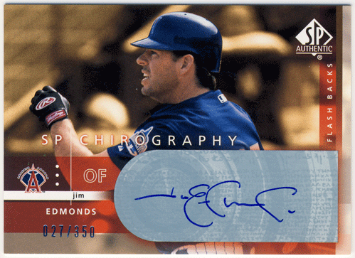 Jim Edmonds MLB 2003 UD SP Authentic Chirography Flash BacksSignature Auto 027/350