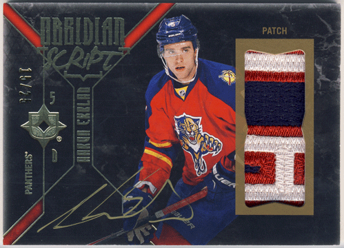 Aaron Ekblad NHL 14-15 UD Ultimate Collection Obsidian Script Signature Patch Auto 15/25