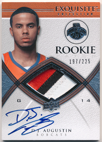 D.J. Augustin NBA 08-09 UD Exquisite Collection RC Signature Patch Auto 197/225