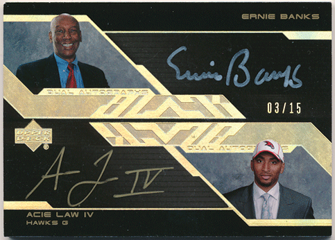 Ernie Banks / Acie Low NBA 07-08 UD Black Dual Signature Auto Gold 03/15