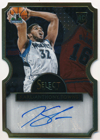 Karl-Anthony Towns NBA 15-16 Panini Select RC Die Cut Signature Auto 30/60