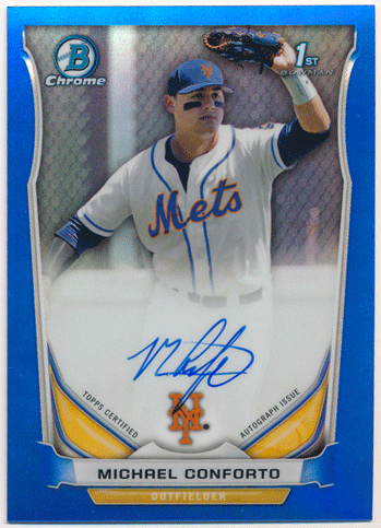 Michael Conforto MLB 2014 Bowman Chrome 1st Bowman Blue Refractor Signature Auto 001/150
