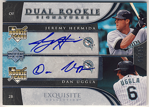 Jeremy Hermida / Dan Uggla MLB 2006 UD Exquisite Rookies RC Dual Auto 37/55