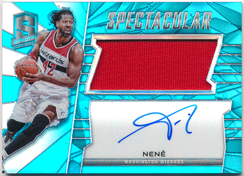 Nene NBA 15-16 Panini Spectra Spectacular Light Blue Prizm Signature Jersey Auto 29/49