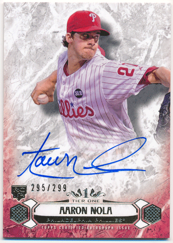 Aaron Nola MLB 2016 Topps Tier One RC Breakout Signature Auto 295/299