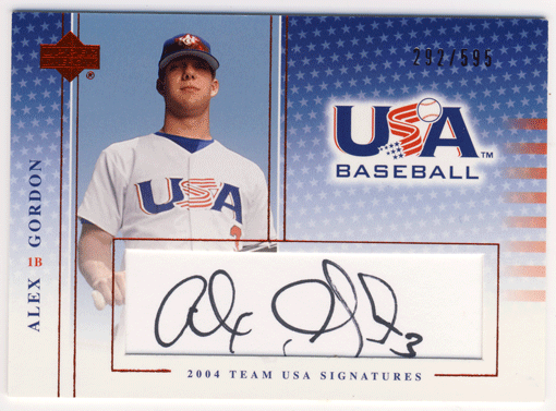 Alex Gordon MLB 2005 UD USA Baseball 2004 Team USA Signature Auto 292/595