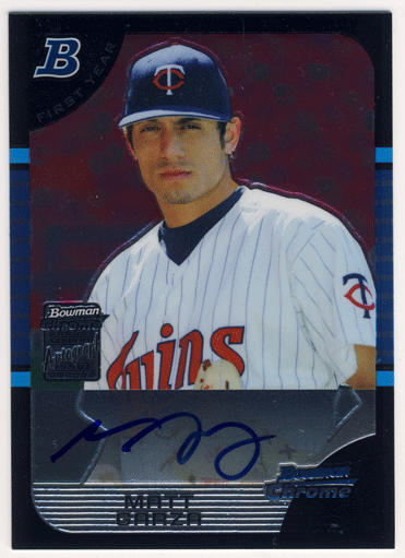 Matt Garza MLB 2005 Bowman Draft Picks Chrome First Year Auto