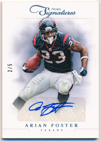 Arian Foster NFL 2012 Panini Prime Signatures Platinum Auto 2/5